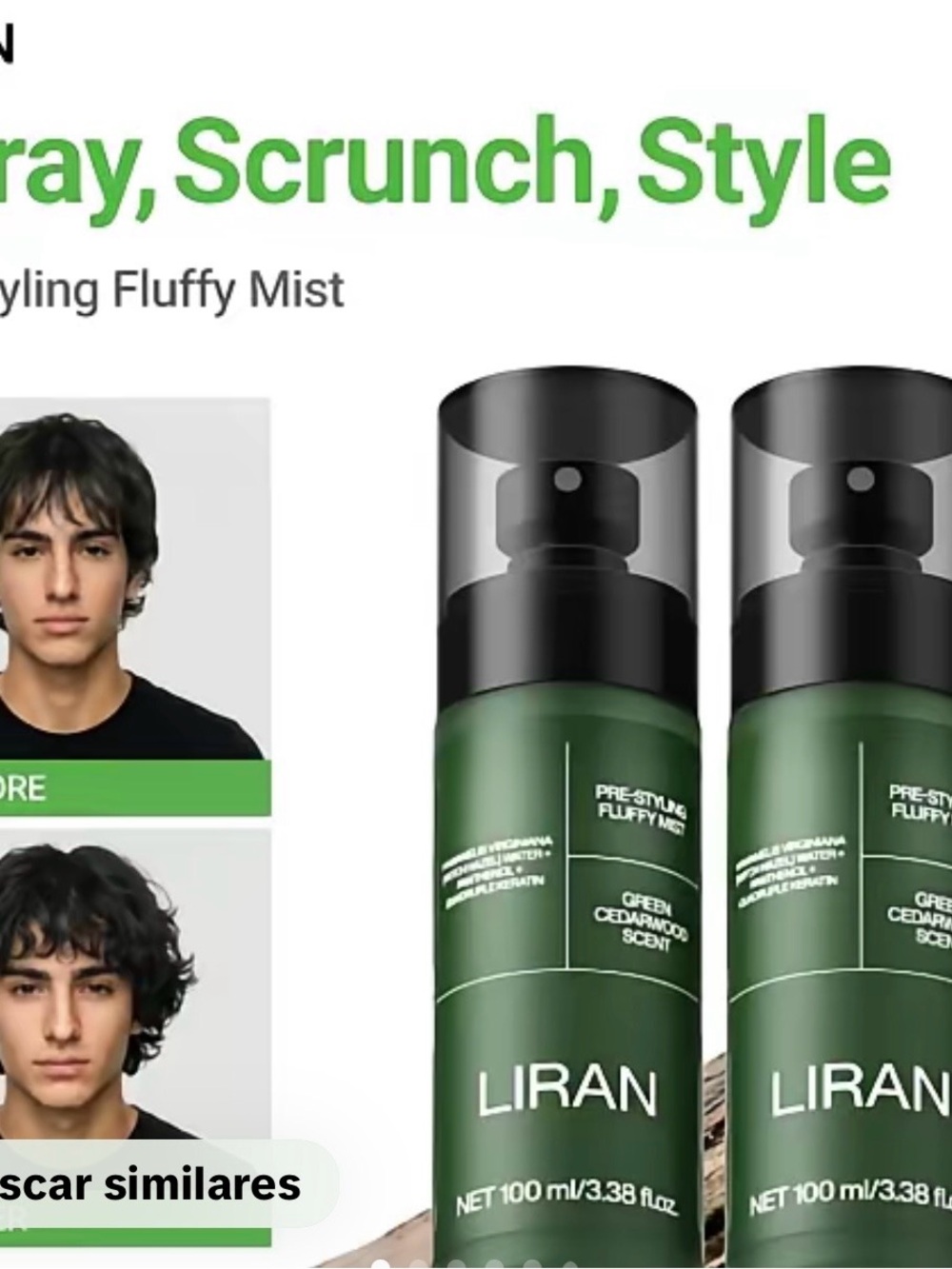 Lira Green Pre-Styling Fluffy Mist for Men - Green and Black